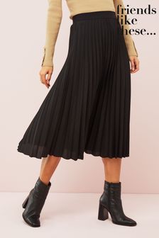 Friends Like These Black Regular Pleat Midi Skirt (Q05353) | £35