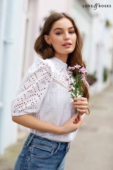 Buy Women's Tops Broderie White Blouses 