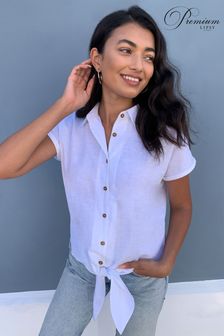 Lipsy White Short Sleeve Tie Front Shirt (Q07526) | £28