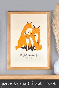 Personalised Framed Family Fox Print by Oakdene Designs