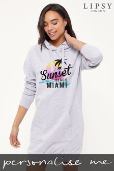 Instajunction Lipsy Sunset Beach Miami Logo Women's Hoodie Dress (Q08223) | £35