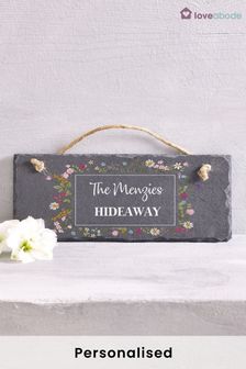 Personalised Flowered Hanging Slate by Loveabode