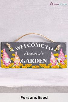 Personalised Garden Love Gonks Hanging Slate by Loveabode