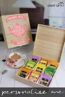 Personalised Mums 9 Compartment Wooden Tea Chest by Great Gifts