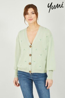 Yumi Knitted Embroidered Daisy Cardigan
