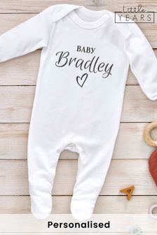 Personalised Baby's First Name Sleepsuit by Little Years