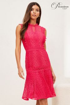 Lipsy Pink Premium Lace Skater Dress (Q11674) | £125