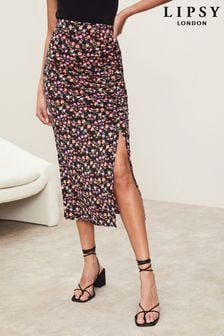 Lipsy Ruched Front Jersey Midi Skirt