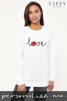 Personalised Lipsy Love Script Lips Women's Sweatshirt
