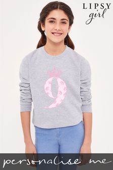 Personalised Lipsy Birthday Celebration Age 9 Kid's Sweatshirt