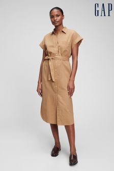 Gap Linen-Cotton Midi Shirt Dress