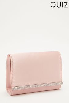 Quiz Pink Satin Diamante Strip Clutch Bag (Q12998) | £18