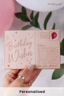 Personalised Birthday Wishes Wooden Postcard by No Ordinary Gift