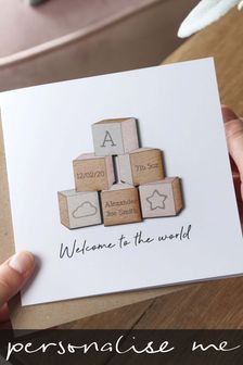 Personalised Building Blocks Baby Details Card by No Ordinary Gift