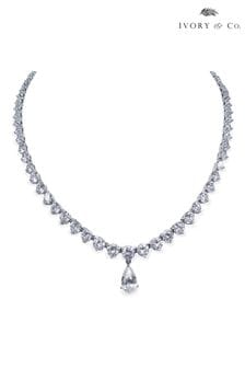 Ivory & Co Imperial Rhodium Crystal Teardrop Necklace