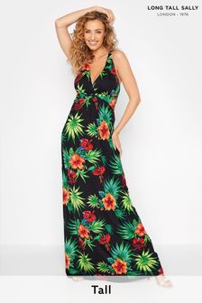 Long Tall Sally Black Tropical Print Maxi Dress (Q14261) | £39