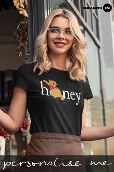 Brands In Winnie The Pooh Honey Women Black T-Shirt
