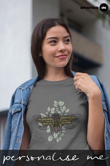 Brands In Wonder Woman Butterfly Logo Women Dark Heather Grey T-Shirt