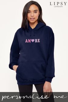 Lipsy Amore  French Slogan Womens Hooded Sweatshirt