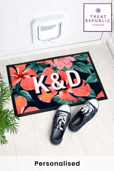 Personalised Tropical Flower Indoor Doormat by Treat Republic (Q16739) | £30