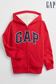 Gap Pure Red Logo Sherpa-Lined Hoodie - Kids (Q18088) | £26