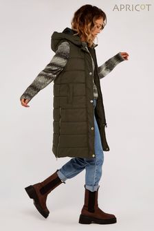 Apricot Padded Longline Hooded Gilet