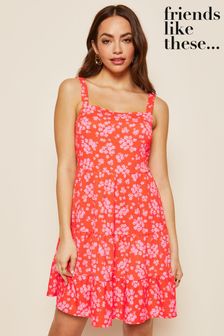 Friends Like These Jersey Floral Strappy Tier Dress