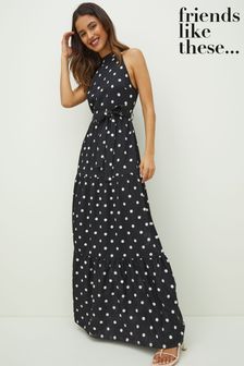 Friends Like These Spotted Halter Maxi Dress