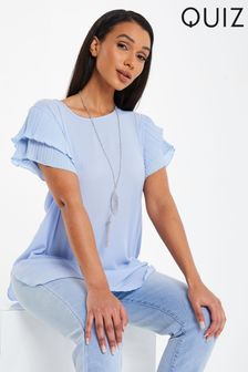 Quiz Frill Sleeve Necklace Top