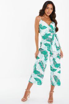 Quiz Tropical Print Culotte Jumpsuit