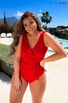 In The Style Jac Jossa Crinkle Wrap Belted Swimsuit