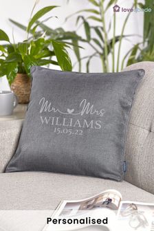 Personalised Mr & Mrs Date Cushion by Loveabode (Q22009) | £20