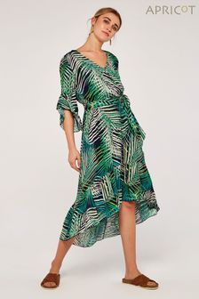 apricot tropical palm dress