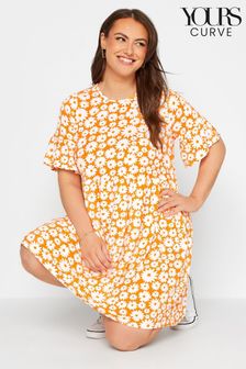 Yours Curve Orange Smock Floral Tunic Dress (Q23666) | £22