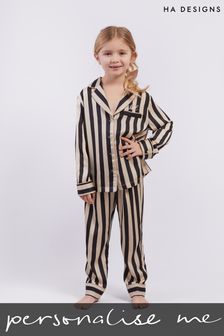 Personalised Girls Luxury Satin Long Sleeve Pyjama Set by HA Designs