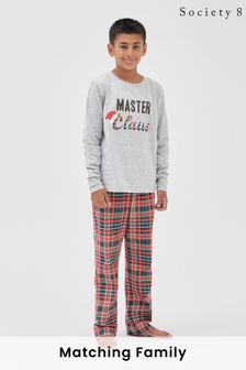 Society 8 Grey Santa Boys Matching Family Christmas Pyjama Set (Q23710) | £20