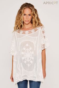 Apricot Embroidered Cotton Crochet Top