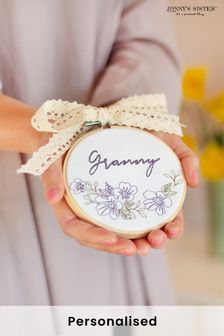 Personalised Floral Embroidery Hoop by Jonny's Sister