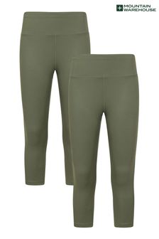 Mountain Warehouse Green Blackout High-Waisted Womens Capri Leggings - 2 Pack (Q24483) | £48