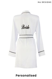 Personalised Bridal Satin Dressing Gown by HA Designs
