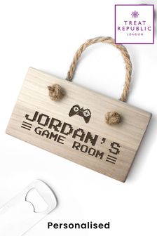 Personalised Wooden Game Room Sign by Treat Republic