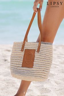 Lipsy Brown Raffia Beach Bag (Q29442) | £42