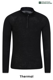 Mountain Warehouse Black Merino Zip Neck Thermal Top - Mens (Q30404) | £48