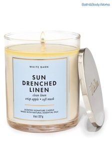 Bath & Body Works Sun Drenched Linen Signature Single Wick Candle 8 oz / 227 g