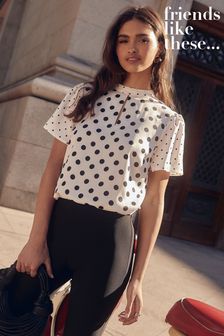 Friends Like These White Flutter Sleeve Keyhole Blouse (Q34455) | £29