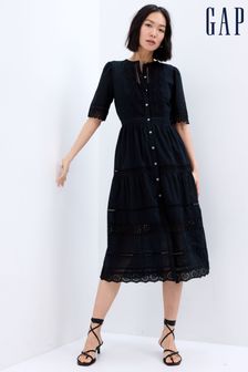 Gap Black Lace Button-Up Midi Dress (Q34659) | £85