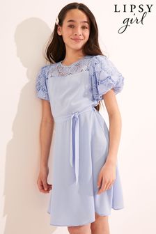 Lipsy Blue Lace Yoke Dress (Q36096) | £28 - £36
