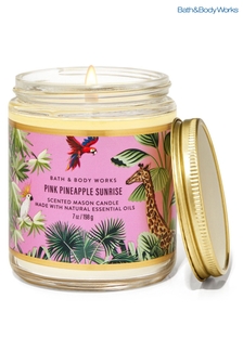 Bath & Body Works NEW PINK PINEAPPLE SUNRISE Pink Pineapple Sunrise Mason Single Wick Candle 7 oz / 198 g (Q39020) | £18