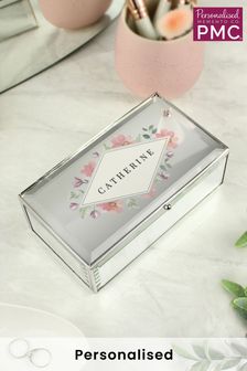 Personalised Floral Mirrored Jewellery Box by PMC