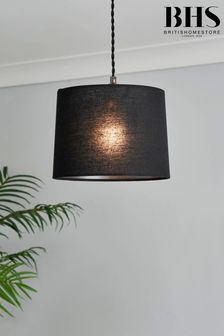 BHS Black Mira Linen Shade 38cm Ceiling Light
